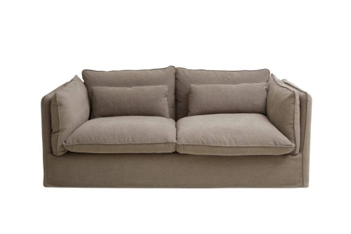 Sofá de Lino con Relleno de Pluma Color Gris MB-228529