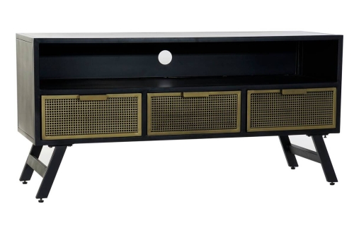 Mueble TV de Metal Negro con Cajones y Hueco MB-182051