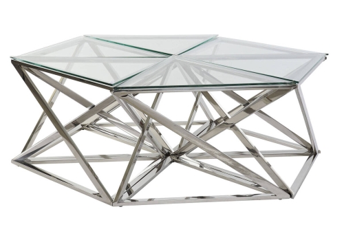 Mesa de Centro Set 6 de Acero y Cristal 137,5 cm MB-182525