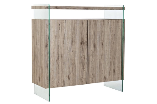 Aparador Estructura de Cristal Templado y MDF Natural MB-191420