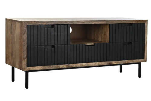 Mueble TV Industrial de Madera de Mango y Metal Negro MB-194550