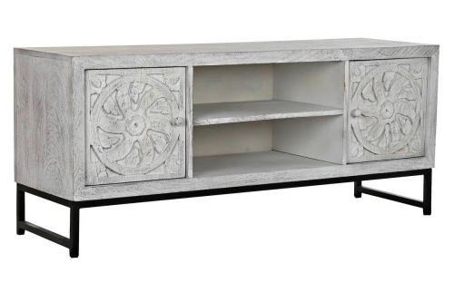 Mueble TV de Mango y Metal con Mandala Blanco MB-200028