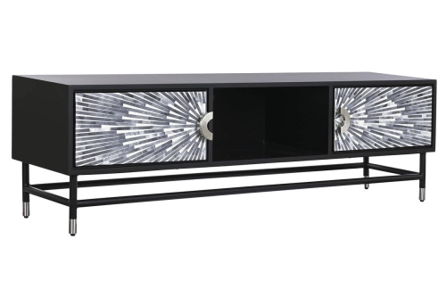 Mueble de TV de Estructura en Hueso y Resina Taracea Negro MB-202090