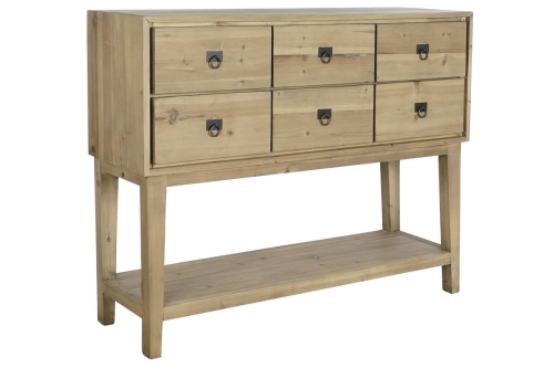 Consola de Entrada con 6 Cajones en Madera de Pino Marrón MB-204856