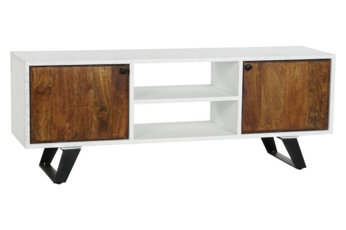 Mueble TV de Madera de Mango Blanco con Patas Metal MB-206320