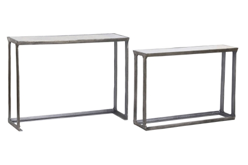 Consola Set 2 de Mármol y Aluminio Acabado Patinado MB-208493