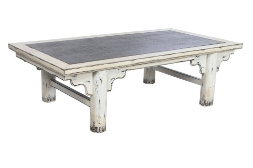 Mesa de Centro de Olmo Macizo y Ratán Decapé MB-210645