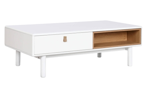 Mesa de Centro con Cajones y Huecos en MDF Blanco MB-211740