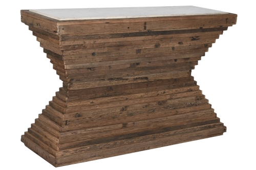 Consola de Madera Reciclada con Mármol MB-212643