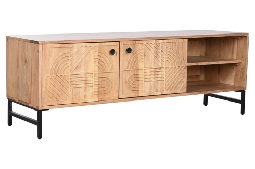 Mueble TV de Acacia Natural con Patas de Metal MB-212655