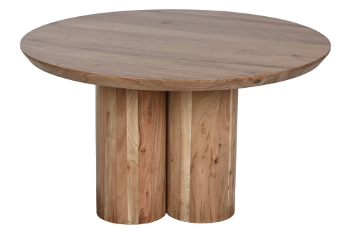 Mesa de Centro Redonda de Madera de Acacia Natural MB-212657
