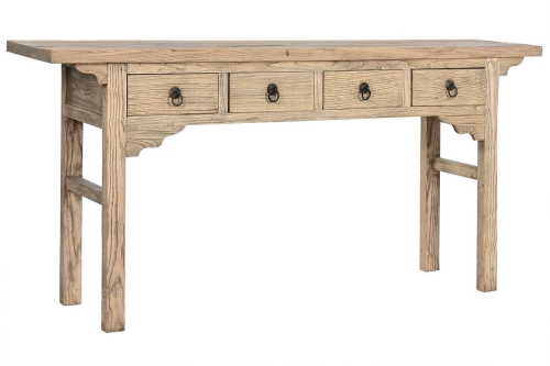 Consola de Recibidor Olmo Macizo Lacado Natural 4 Cajones MB-213714