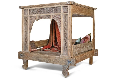 Cama con Dosel de Madera Caobilla 160x206 cm MB-213839