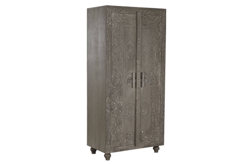 Armario de Madera Tallado Gris MB-214796