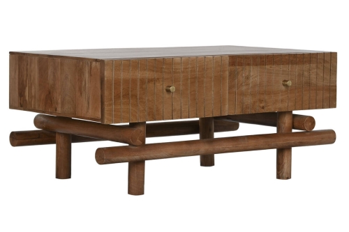 Mesa de Centro de Madera de Mango Natural con Cajones MB-215098