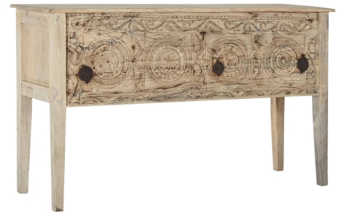 Consola Tallada en Madera Natural TECA MANGO MB-216542