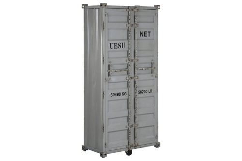 Botellero Industrial Metal y MDF Container Gris MB-217355