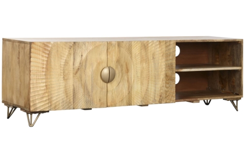 Mueble TV de Madera de Mango con Diseño de Mandalas y Metal MB-219963