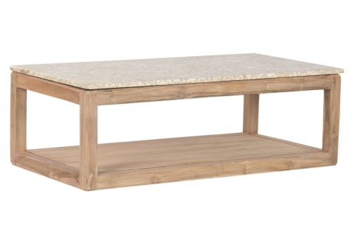 Mesa de Centro de Madera Reciclada con Mármol 120 cm MB-221766