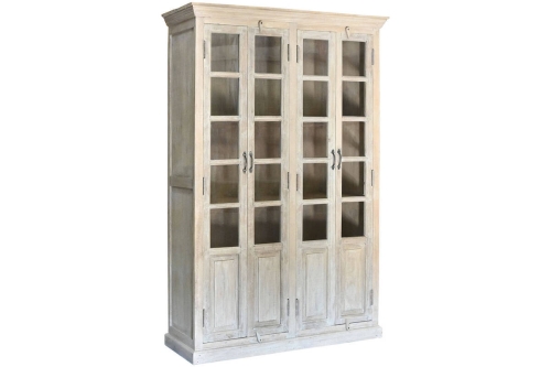 Vitrina de Salón en Madera de Mango Decapé Blanco MB-223574