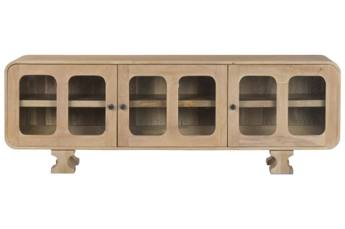 Mueble TV de Madera de Mango con Puertas de Cristal MB-224133