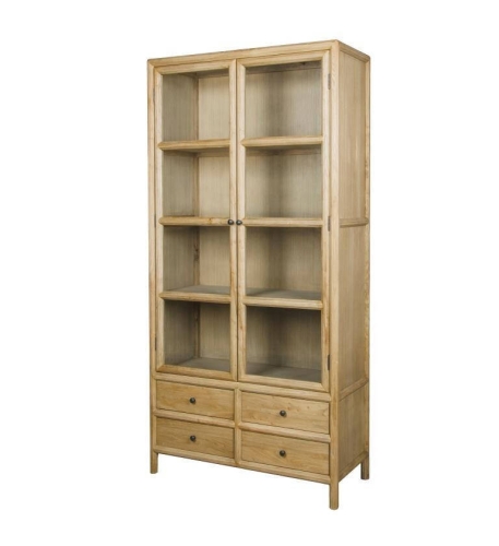 Vitrina en Madera de Olmo con Puertas de Cristal MB-228430