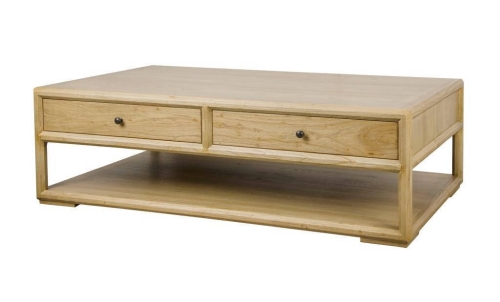 Mesa de Centro de Madera de Olmo con 2 Cajones MB-228433