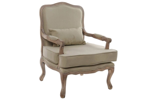 Sillón de Madera con Asiento Tapizado en Lienzo MB-158146