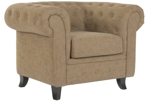 Sillón de Madera Tapizado en PU Marrón MB-223057