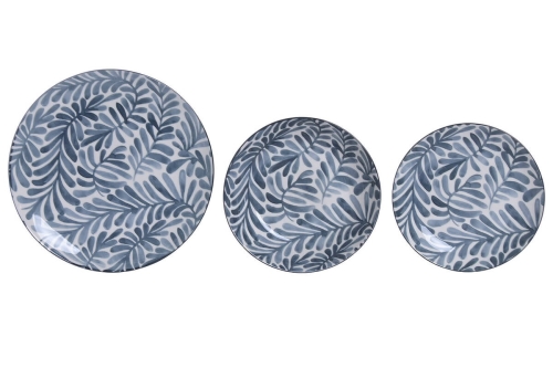 Vajilla de Porcelana 18 Piezas Diseño de Hojas Color azul PC-228231