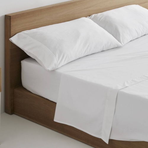 Juego de Sábanas de Algodón 500 hilos Blanco 90 cm TELIA HOME