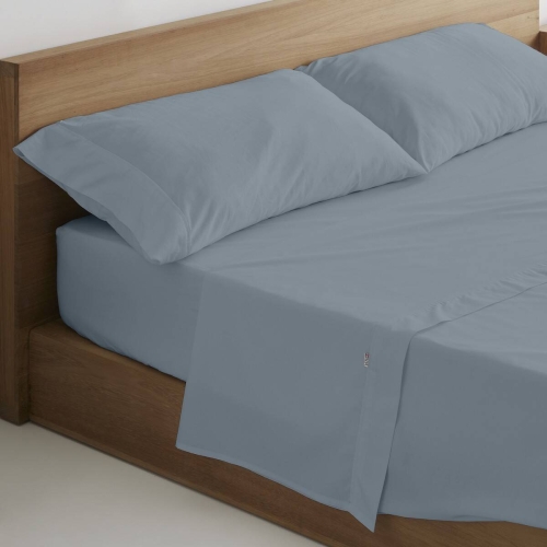 Juego de Sábanas para Camas de 135/140 cm Percal Color Acero ESTELIA 61770