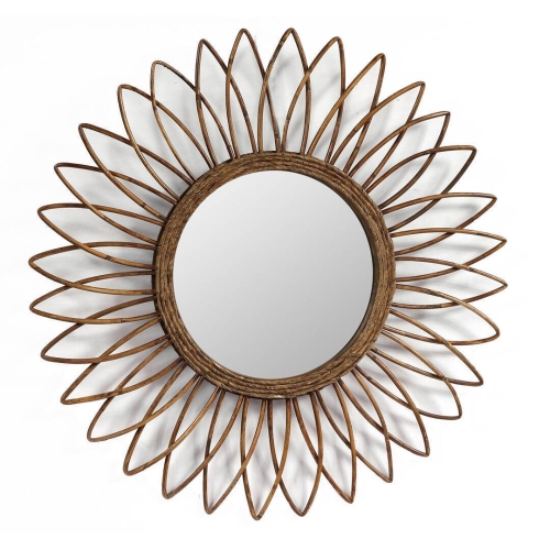Espejo Decorativo de Ratán Circular de Fibras Naturales 11-144