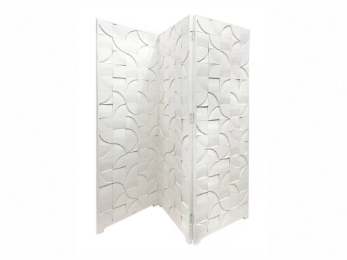 Biombo Tallado Blanco 180x182 cm con Relieve a Distintas Profundidades 42-371