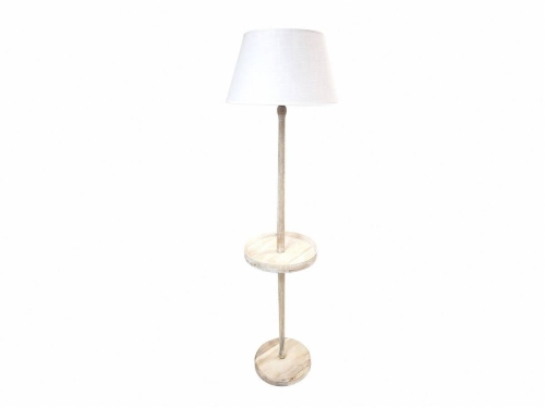 Lámpara de Pie 161 cm con Pantalla Blanca y Pie de Madera SOVAL 51-207