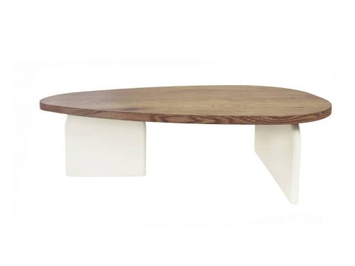 Mesa de Centro 100x60 cm Chapado Fresno y Blanco Lacado MAKALANI 39-407