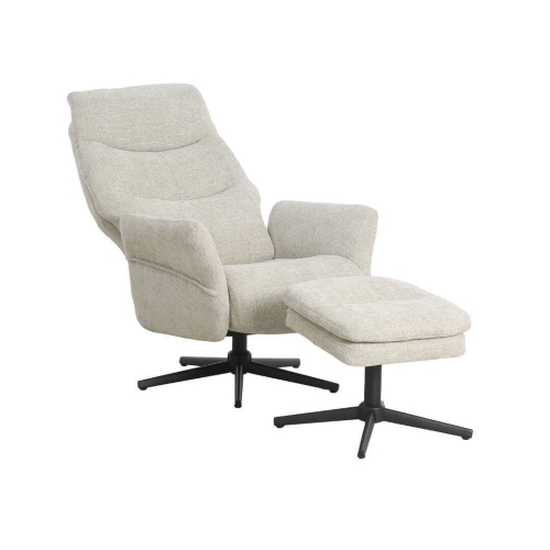 Sillón Relax con Puff Tapizado en Tela Gris Claro MAX