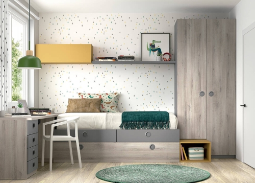 Dormitorio Juvenil con Cama Nido y Armario WHYNOT 23