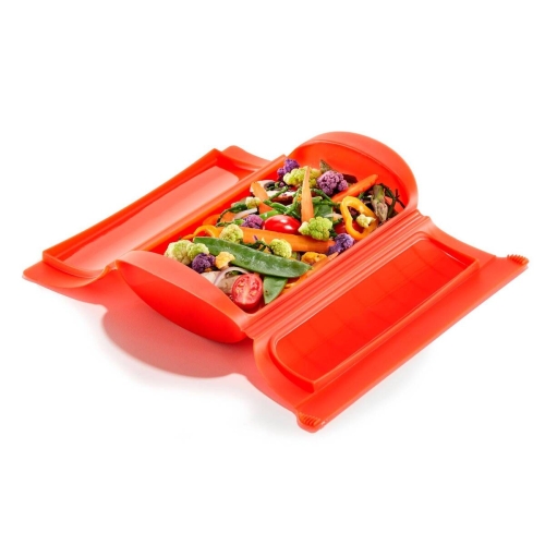 Estuche de Vapor Microondas Silicona Rojo LEKUE 886003