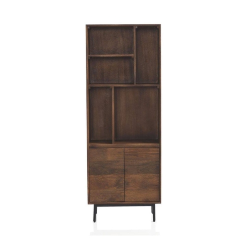 Librería de 2 Puertas en Madera de Mango Natural con Patas de Metal GABAR 10823
