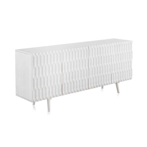 Aparador de madera de mango blanco lavado de 4 puertas y patas de madera GABAR 10690