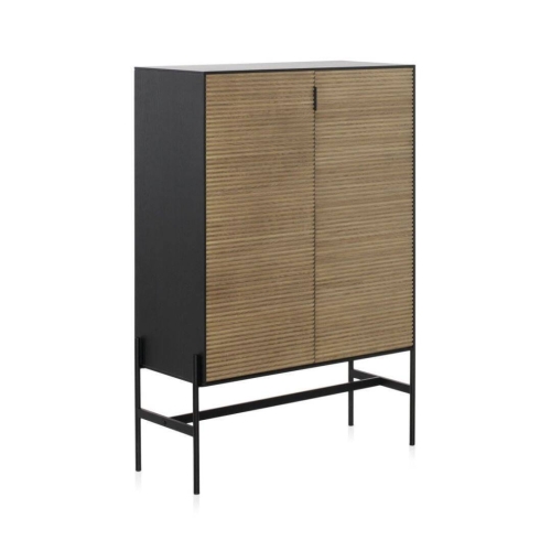Vitrina negra chapada en fresno con 2 puertas de madera natural GABAR 10974