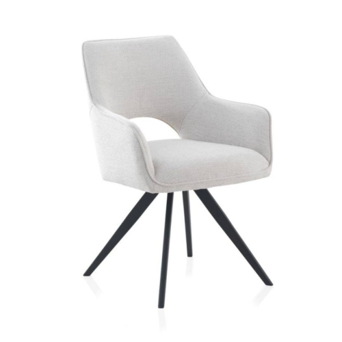 Sillón tapizado en color beige con patas metálicas negras GABAR 11058/1