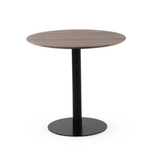 Mesa de Comedor Redonda 80 cm Nogal con Pie Central Metálico GABAR 11450
