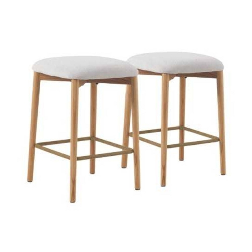 Juego de 2 Taburetes Tapizados Blancos de Madera de Roble Natural GABAR 11683