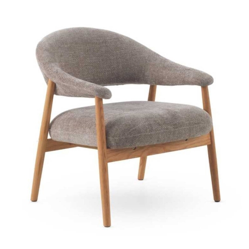 Sillón Pequeño de Madera de Roble Tapizado Topo GABAR 11688