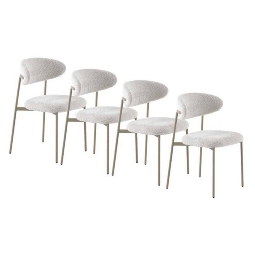 Juego de 4 Sillas de Comedor Tapizadas en Chenilla con Patas Metálicas GABAR