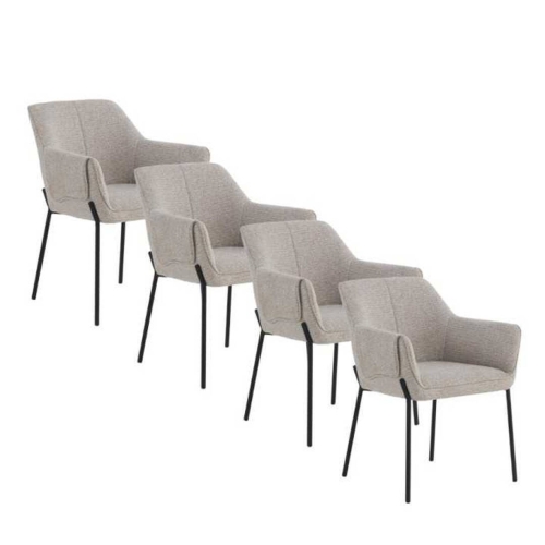 Juego de 4 Sillas de Comedor con Reposabrazos en Chenilla GABAR