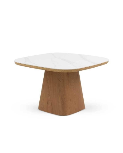 Mesa de Comedor Cuadrada de Madera-Cerámica Blanca GABAR 11419