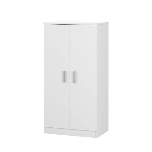 Zapatero-armario de melamina de 2 puertas con 6 baldas color blanco 007813O